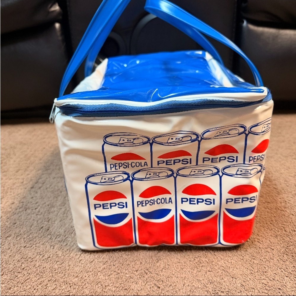 Vintage Pepsi Cola Cans Soft Vinyl Cooler Zipper Beverage Drink Soda - Picture 3 of 9